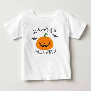 私の最初のハロウィーンパンプキパーソナライズされたン ベビーTシャツ