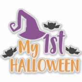私の最初のハロウィーン、ウィッチハット、ポインティハット、こうもり シール (正面)