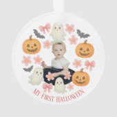 私の最初のハロウィーン | キュートカボンプキン&幽霊リース オーナメント (裏面)
