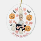 私の最初のハロウィーン | キュートカボンプキン&幽霊リース セラミックオーナメント (左)