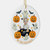私の最初のハロウィーン | キュートカボンプキン&幽霊リース セラミックオーナメント (右)