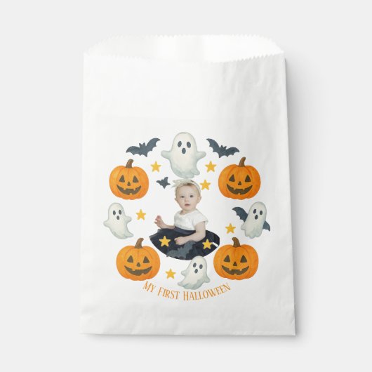 私の最初のハロウィーン | キュートカボンプキン&幽霊リース フェイバーバッグ (正面)