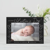 私の最初のバレンタインデーのスクリプト黒写真 シーズンカード (スタンド正面)