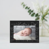 私の最初のバレンタインデーのスクリプト黒写真 シーズンポストカード (スタンド正面)