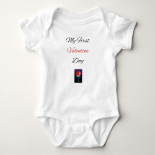 私の最初のバレンタインデー、バレンタインシャツ ベビーボディスーツ