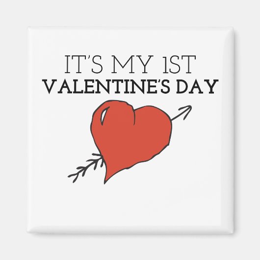 私の最初のバレンタインデーValentines Day Doodle Val マグネット (正面)