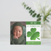 私の最初のパトリックの日のベビー写真シャムロックスホリ シーズンポストカード (スタンド正面)