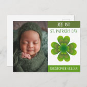 私の最初のパトリックの日のベビー写真シャムロック シーズンポストカード (正面/裏面)