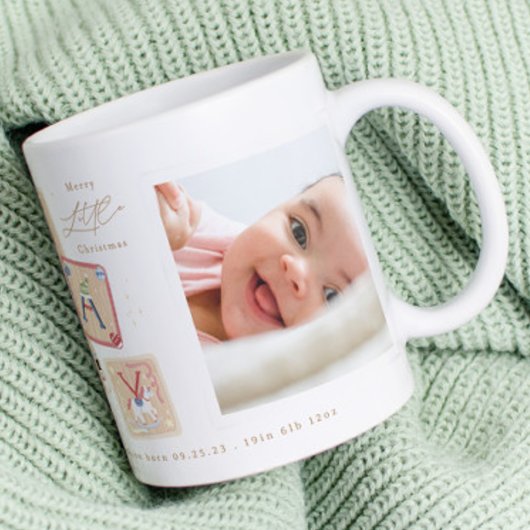 私の最初のメリークリスマスツーフォトベビー誕生 コーヒーマグカップ