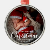 私の最初のメリー小さなクリスマス生まれたばかりのベビー写真 メタルオーナメント (正面)
