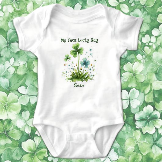 私の最初のラッキーな日シャムロックサンパトリックの日 ベビーボディスーツ