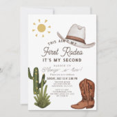 私の最初のロデオカウボーイウェスタン2nd誕生日 招待状 (正面)