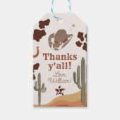 私の最初のロデオカウボーイ感謝すべての誕生日 ギフトタグ (正面)