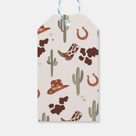 私の最初のロデオカウボーイ感謝すべての誕生日 ギフトタグ (裏面)