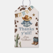 私の最初のロデオカウボーイ感謝すべての誕生日 ギフトタグ (正面)