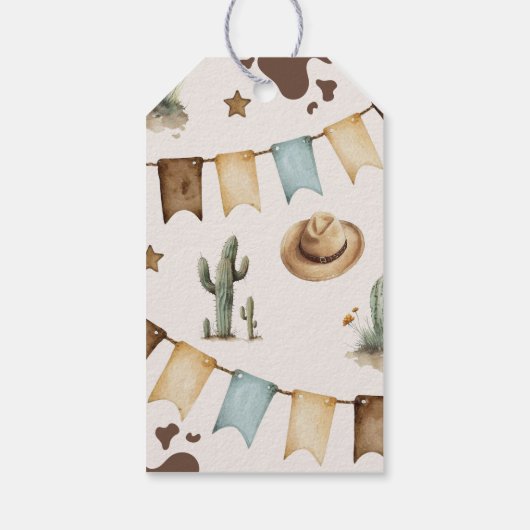 私の最初のロデオカウボーイ感謝すべての誕生日 ギフトタグ (裏面)