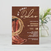 私の最初のロデオカウボーイ1st誕生日パーティー 招待状 (スタンド正面)