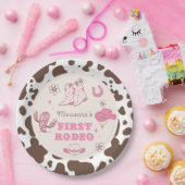 私の最初のロデオ女性のカーボーイピンク茶色の誕生日パーティー ペーパープレート (パーティー)