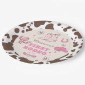 私の最初のロデオ女性のカーボーイピンク茶色の誕生日パーティー ペーパープレート (アングル)