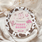 私の最初のロデオ女性のカーボーイピンク茶色の誕生日パーティー ペーパープレート