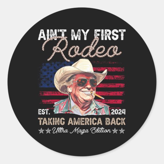 私の最初のロデオ西カウボーイトランプシおもしろいッシュ ラウンドシール (正面)