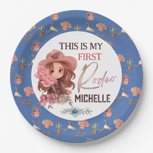 私の最初のロデオ誕生日パーティー1st西 ペーパープレート (正面)