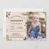 私の最初のロデオ・カウボーイ1st誕生日 招待状 (正面)