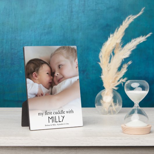 私の最初の兄弟姉妹写真ベビー 生まれたばかりの フォトプラーク (側面)