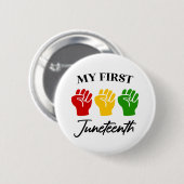 私の最初の十二月十二日の赤い緑の黄色い拳 缶バッジ (正面&裏面)