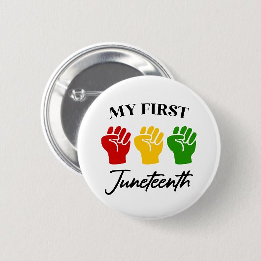 私の最初の十二月十二日の赤い緑の黄色い拳 缶バッジ (正面&裏面)