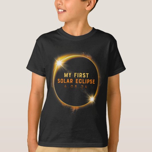 私の最初の太陽のEclipse少年の女の子2024太陽の Eclip Tシャツ (正面)