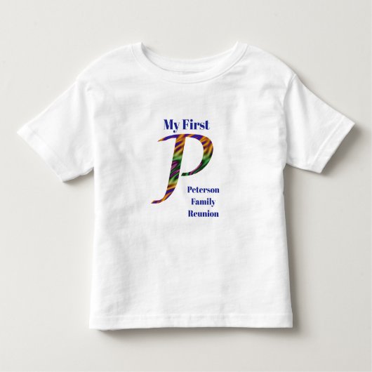 私の最初の家族の懇親会キープサケレターPモノグラム トドラーTシャツ (正面)