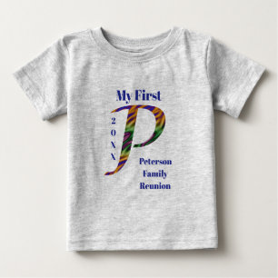 私の最初の家族の懇親会キープサケレターPモノグラム ベビーTシャツ