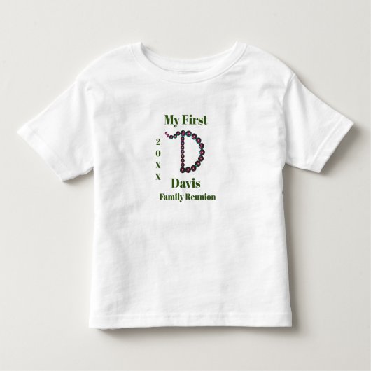 私の最初の家族懇親会続編レターDモノグラム トドラーTシャツ (正面)