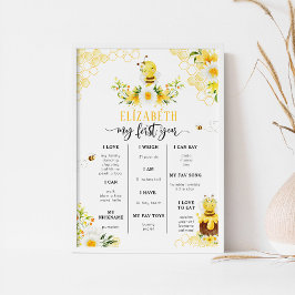 私の最初の年beeインフォグラフィックのまわりにマイルストーン ポスター