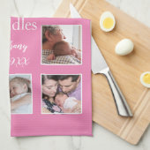 私の最初の幼児10の写真名ピンク生まれたばかりの色 キッチンタオル (四つ折り)