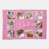 私の最初の幼児10の写真名ピンク生まれたばかりの色 キッチンタオル (横)