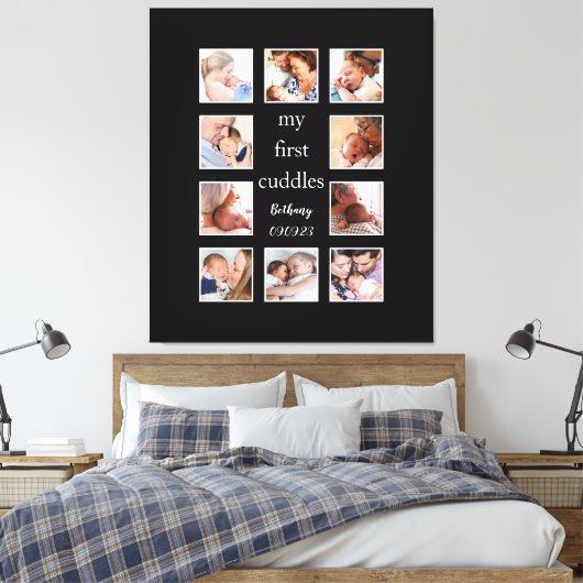 私の最初の幼児10写真名生まれたばかりの黒 キャンバスプリント (インサイチュ (寝室))