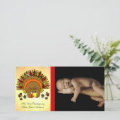 私の最初の感謝祭かわいい七面鳥の写真カード シーズンカード (スタンド正面)