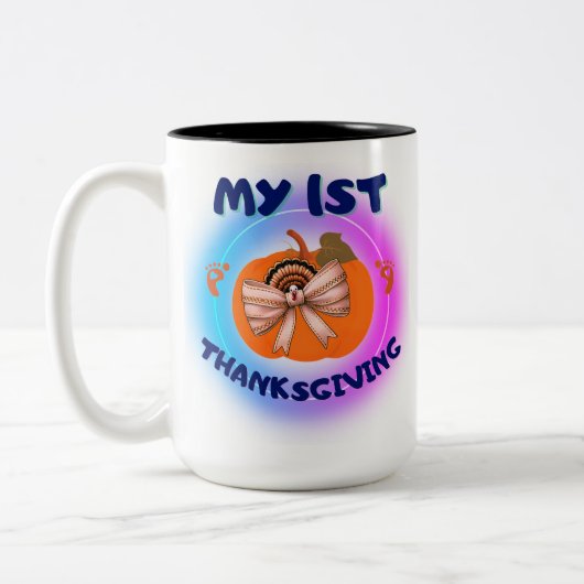 私の最初の感謝祭 – ベイサイドU上のコケット ツートーンマグカップ (左)