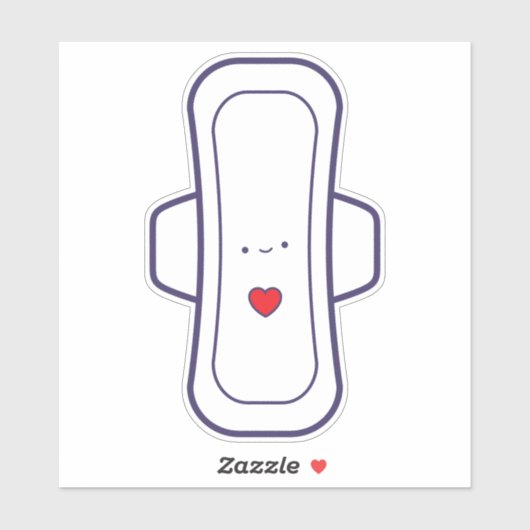 私の最初の期間かわいい漫画の月経パッドハート シール (シート)