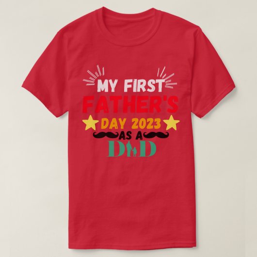 私の最初の父の日としてパパ2023 Tシャツ (デザイン正面)