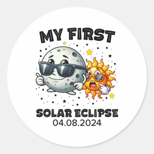私の最初の総太陽の食4月8日2024幼児 ラウンドシール (正面)