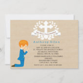 私の最初の聖餐式ボーイニーリング招待状 招待状 (正面)