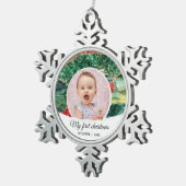 私の最初の誕生日のグリッター スノーフレークピューターオーナメント (右)