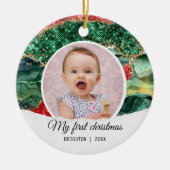 私の最初の誕生日のグリッター セラミックオーナメント (正面)