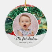 私の最初の誕生日のグリッター セラミックオーナメント (裏面)