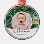 私の最初の誕生日のグリッター メタルオーナメント (正面)