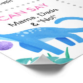 私の最初の誕生日の女の子1歳の恐竜のサイン ポスター (角)