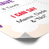 私の最初の誕生日の女の子1歳の看板 ポスター (角)